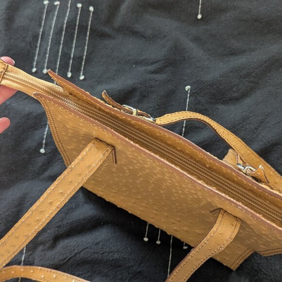 Vintage Ostrich Purse Camel Leather Donzelli - Picture 4 of 8